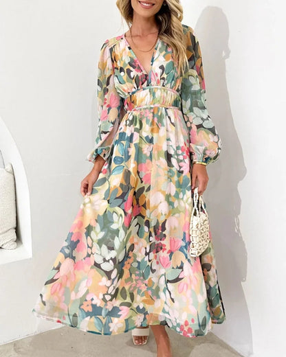 Mikaela – Floral Kaftan Maxi Dress with Long Sleeves