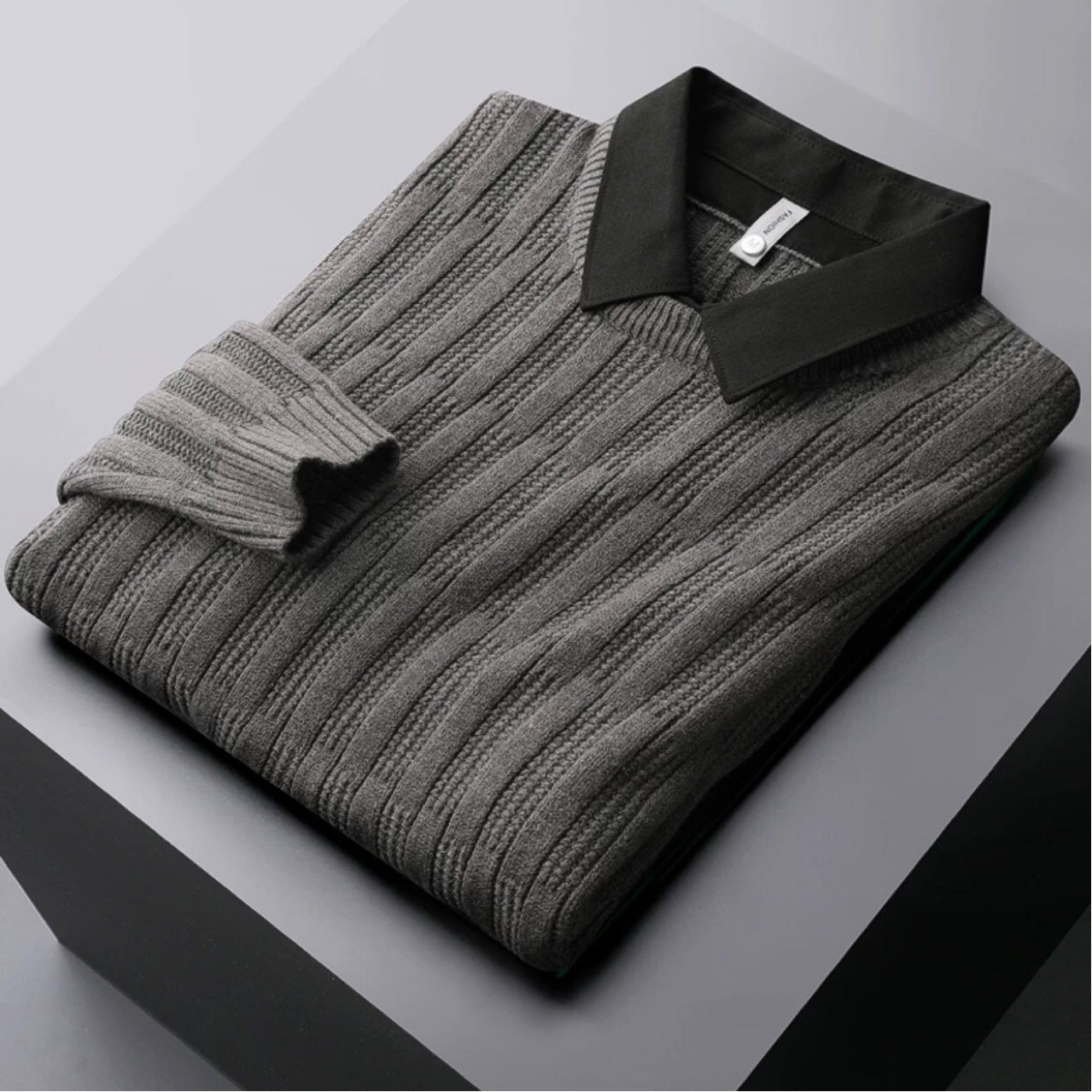 Men's Textured Collared Sweater - Vonnera