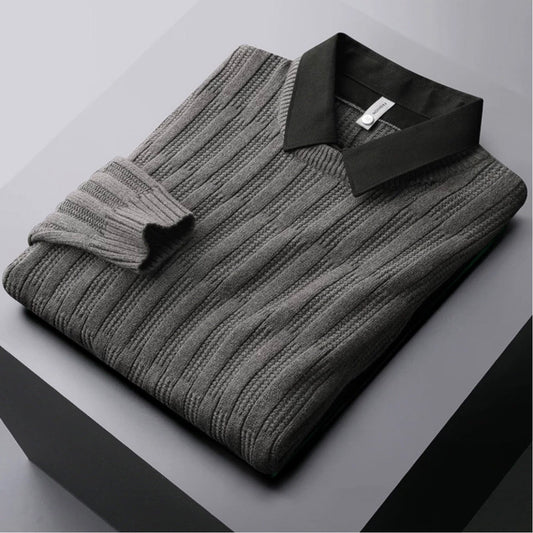 Men's Textured Collared Sweater - Vonnera