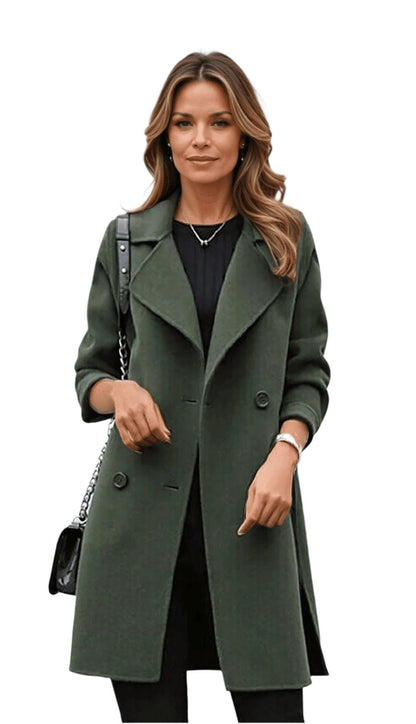 Women's Double-Breasted Trench Coat Notched Lapel Classic - Vonnera
