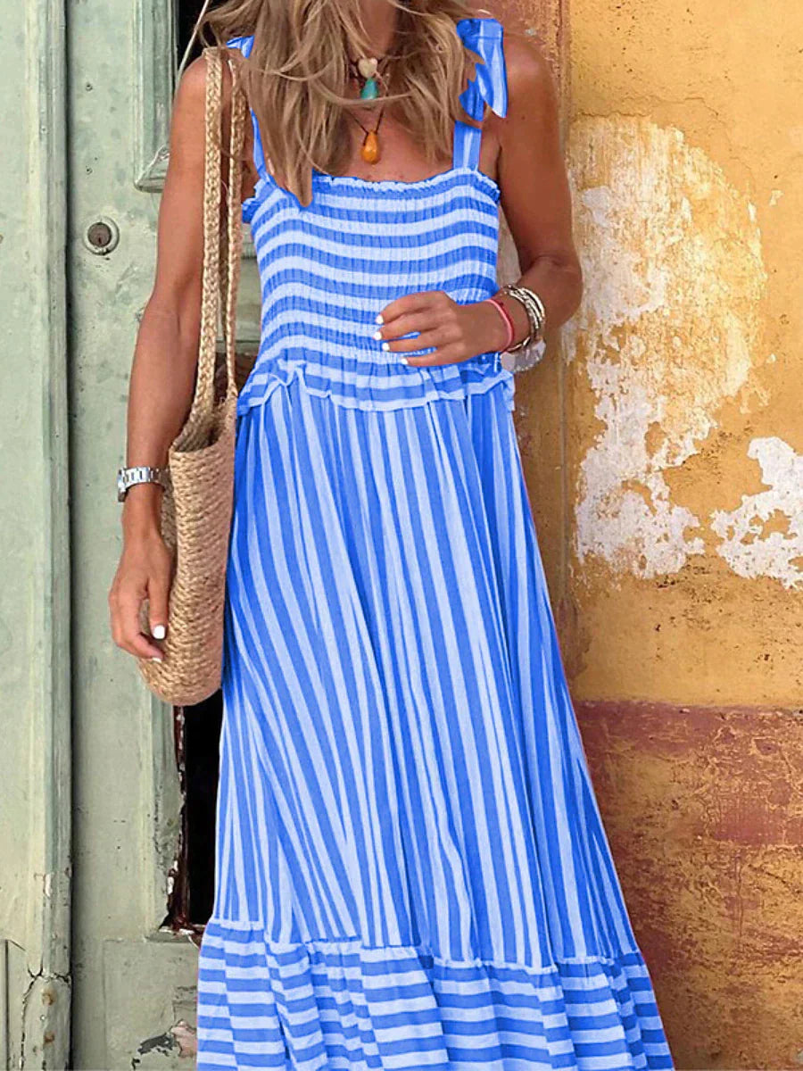 Women's Striped Dress with Tie Straps