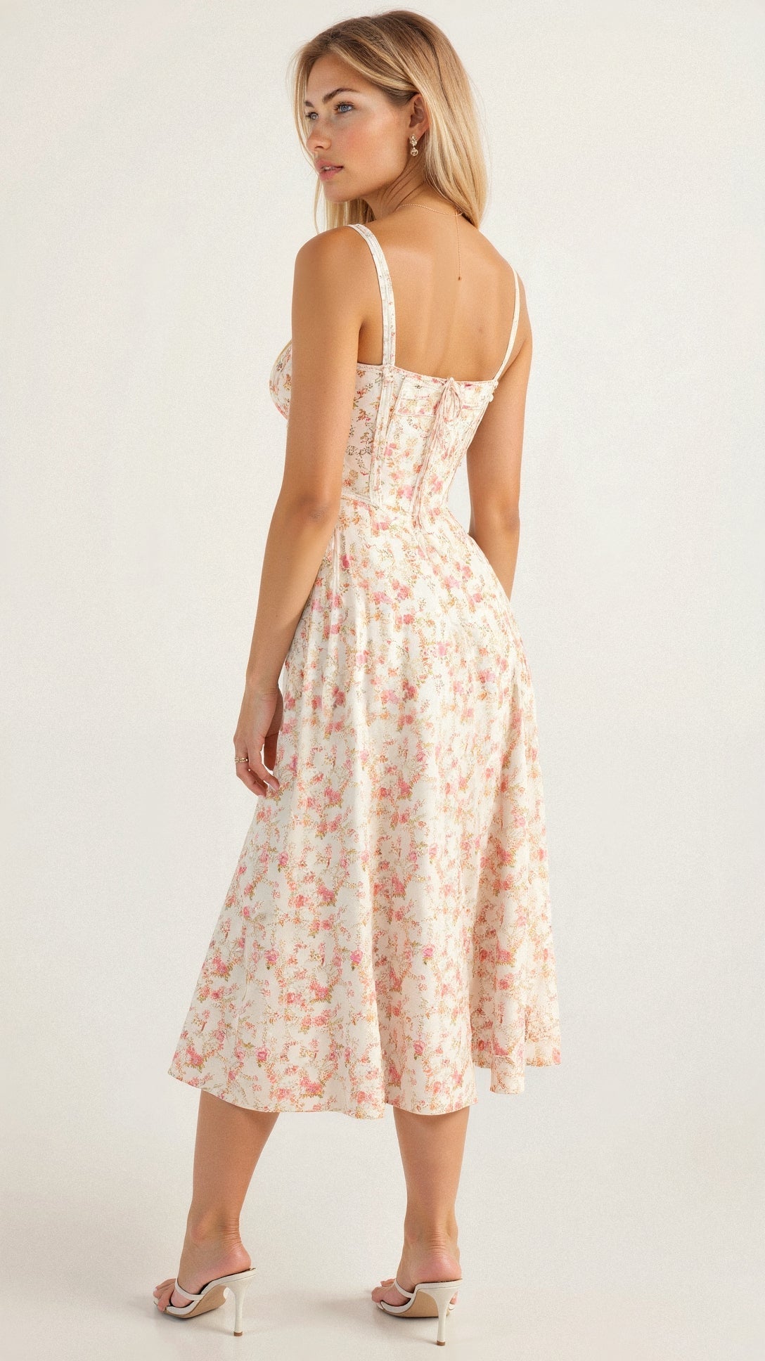 Women's Corset Midi Dress Elegant Lace