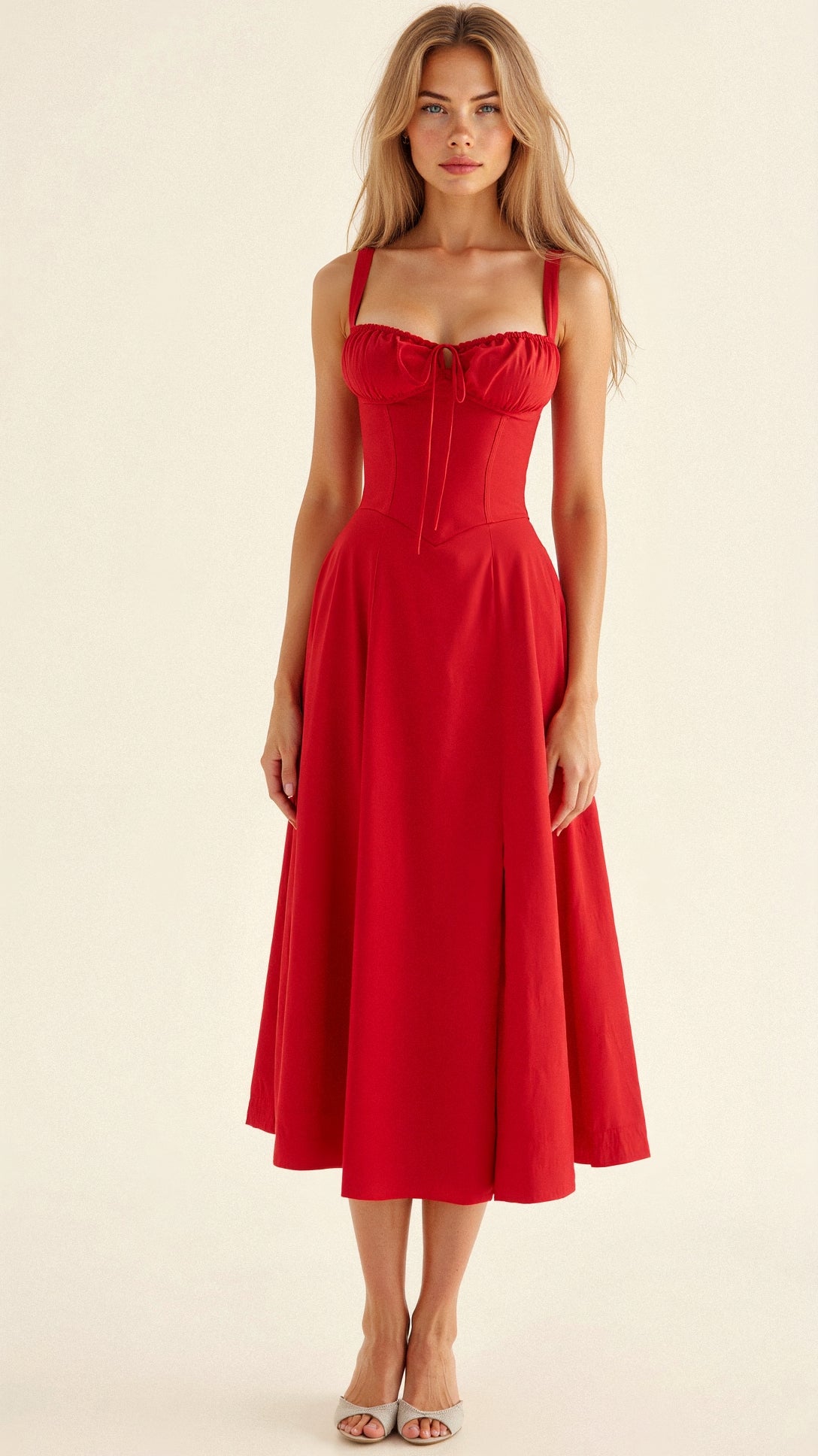 Women's Corset Midi Dress Elegant Lace