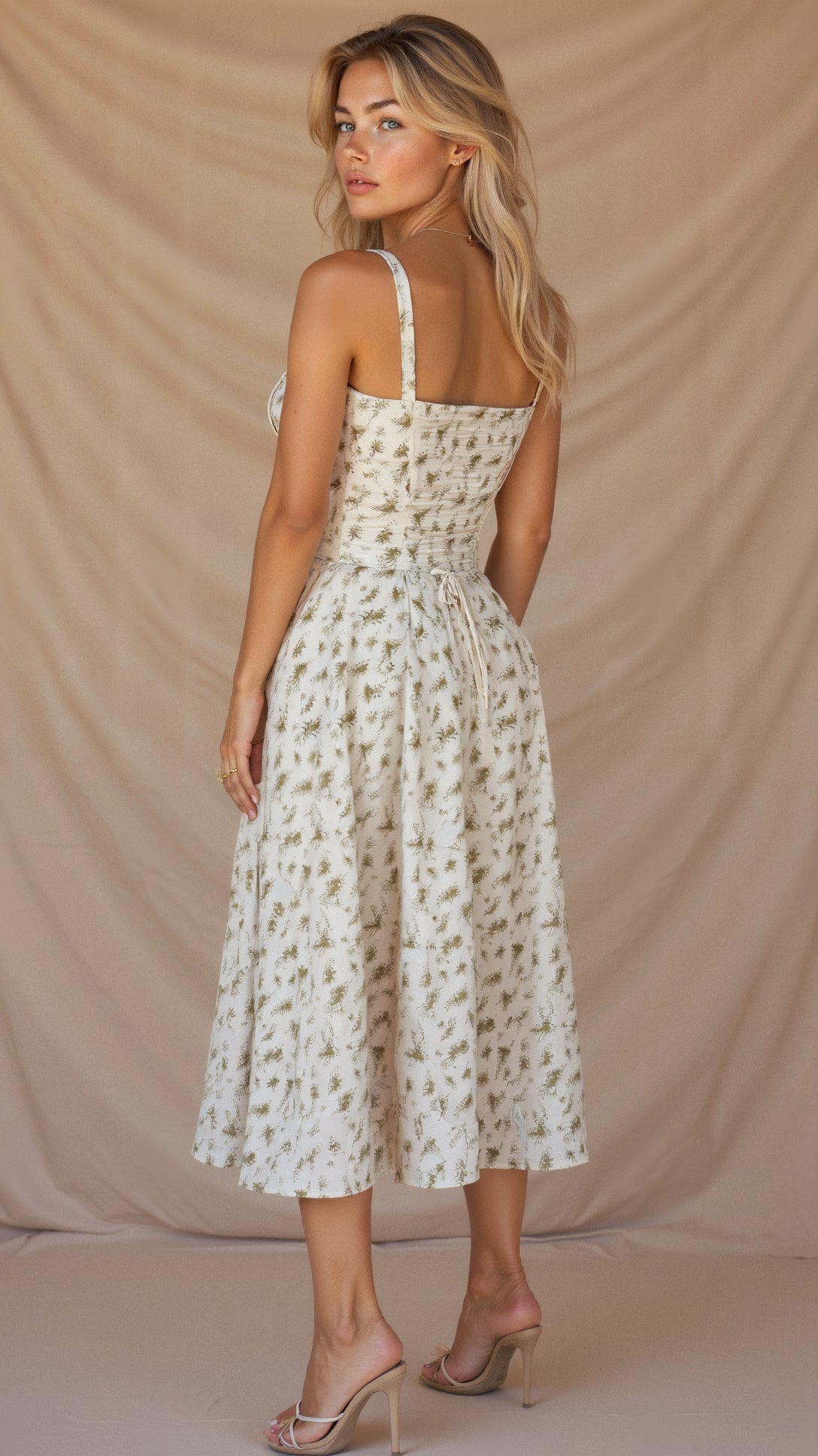 Women's Corset Midi Dress Elegant Lace