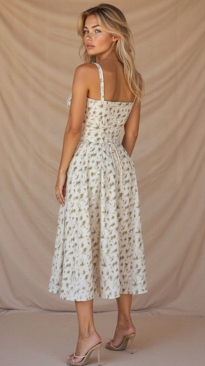 Women's Corset Midi Dress Elegant Lace