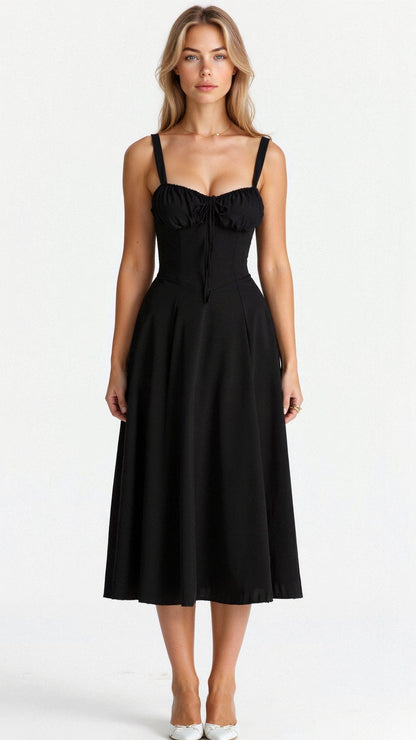 Women's Corset Midi Dress Elegant Lace