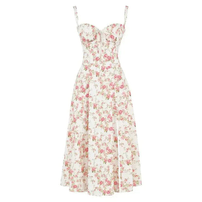 Women's Corset Midi Dress Elegant Lace