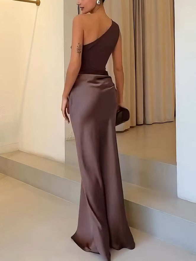 Image of Nancy | Women's One Shoulder Maxi Dress