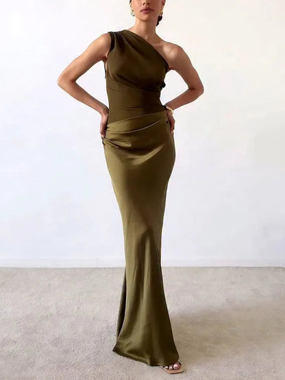 Image of Nancy | Women's One Shoulder Maxi Dress