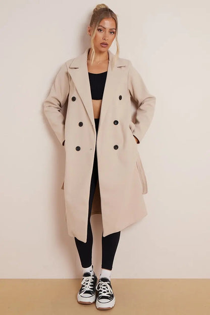 Naomi Women's Double Breasted Long Wool Coat - Vonnera
