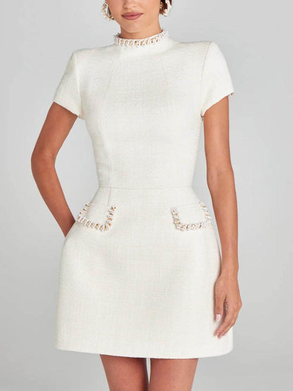 Image of Naomi | Women's High Neck A-Line Mini Dress
