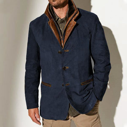 Men's Leather Coat Classic Tailored Fit Brown