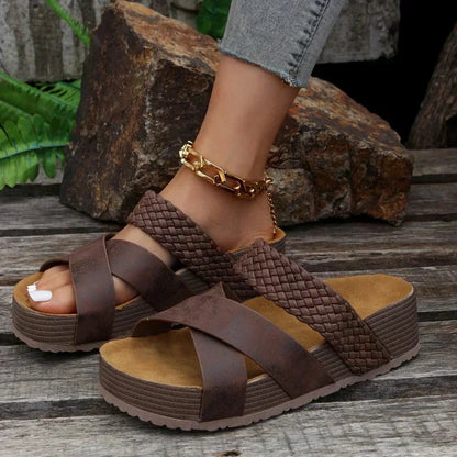 Women's Multi Strap Slide Sandals Platform Sole