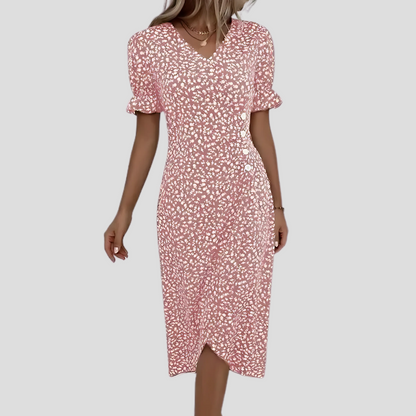 Image of Nicolette | Women's V-Neck Wrap Midi Dress