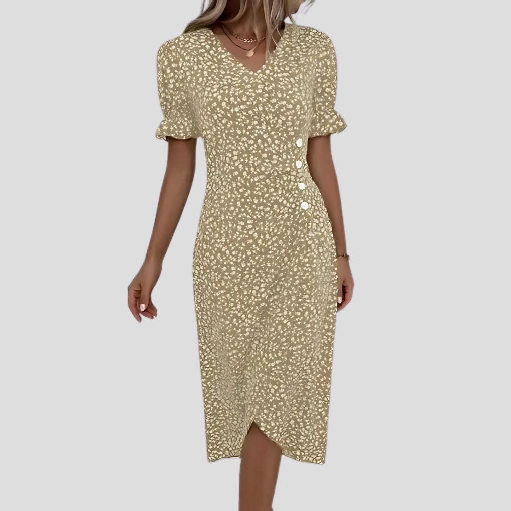 Image of Nicolette | Women's V-Neck Wrap Midi Dress
