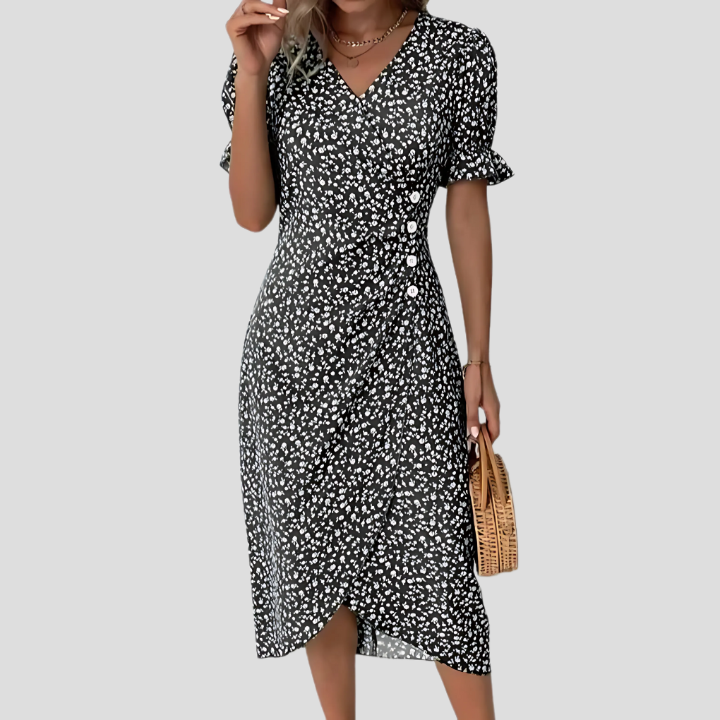 Image of Nicolette | Women's V-Neck Wrap Midi Dress