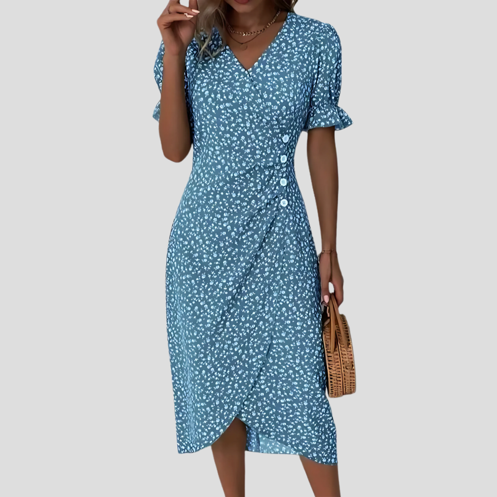Nicolette Women's V-Neck Midi Wrap Dress - VibreMode