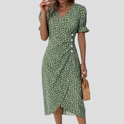Image of Nicolette | Women's V-Neck Wrap Midi Dress