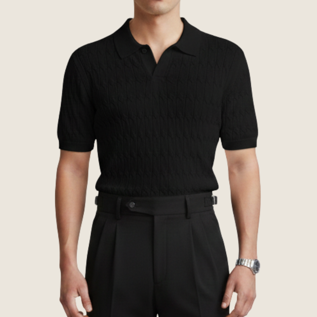 Image of Noel | Men's Textured Short Sleeve Polo Shirt