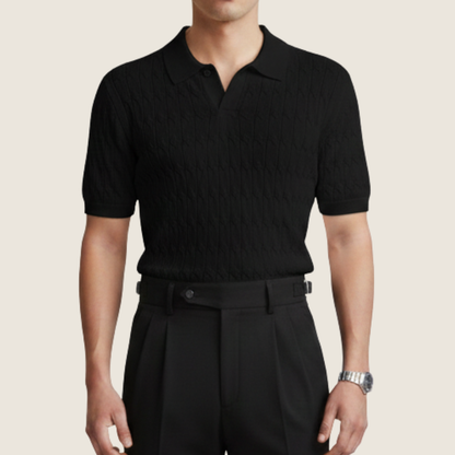 Image of Noel | Men's Textured Short Sleeve Polo Shirt