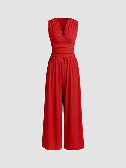 Women's V-Neck Sleeveless Jumpsuit Wide Leg - Vonnera