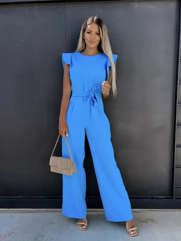 Women's Wide Leg Jumpsuit Tie Waist - Vonnera
