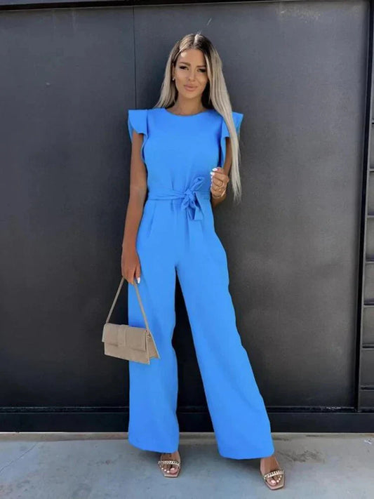 Women's Wide Leg Jumpsuit Tie Waist - Vonnera