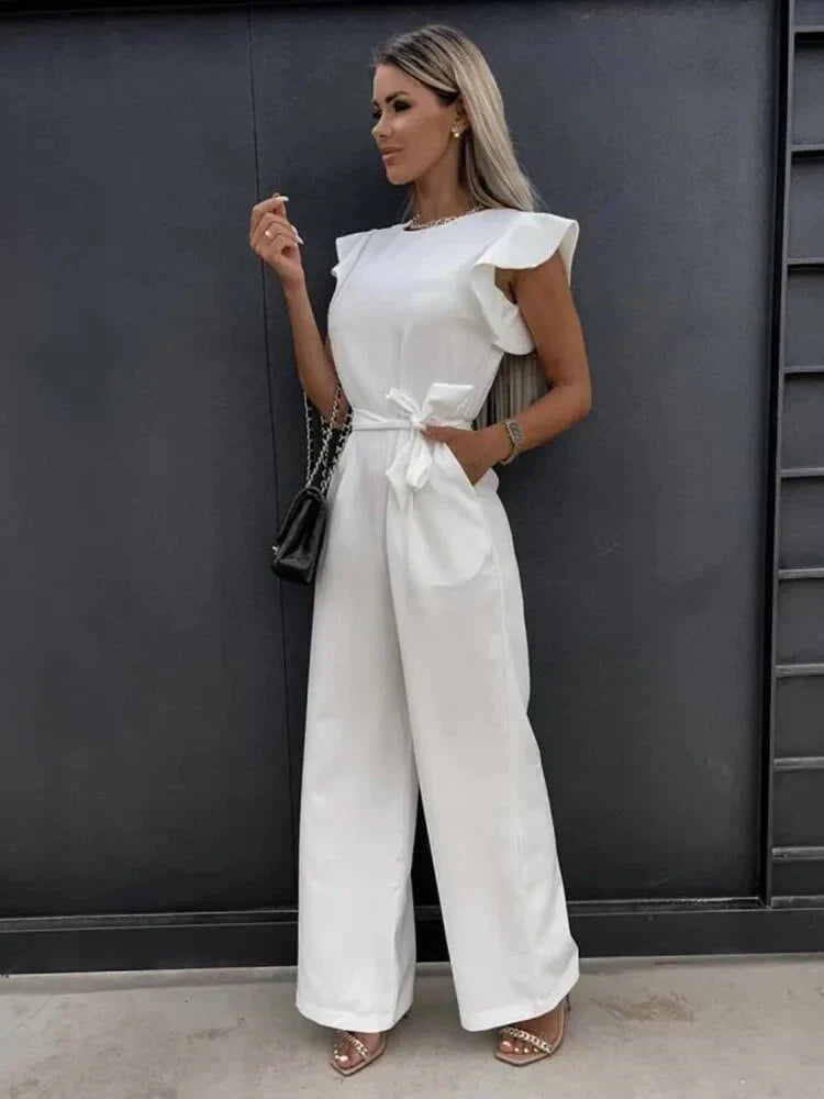 Women's Wide Leg Jumpsuit Tie Waist
