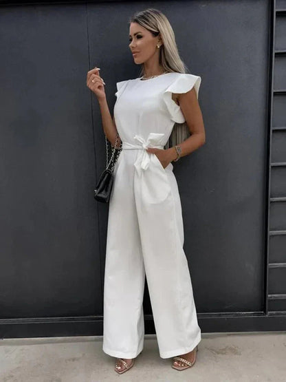 Women's Wide Leg Jumpsuit Tie Waist