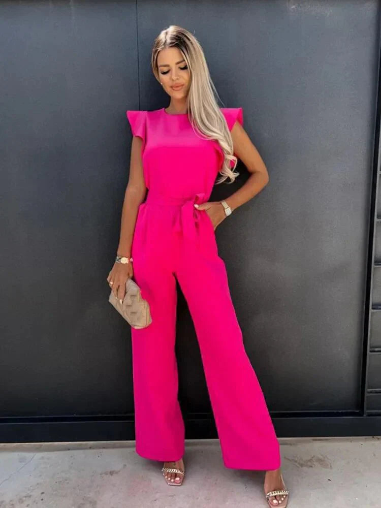 Women's Wide Leg Jumpsuit Tie Waist