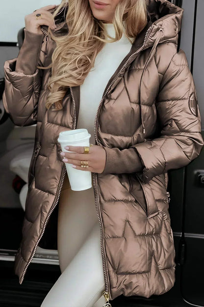 Women's Quilted Longline Zipper Jacket