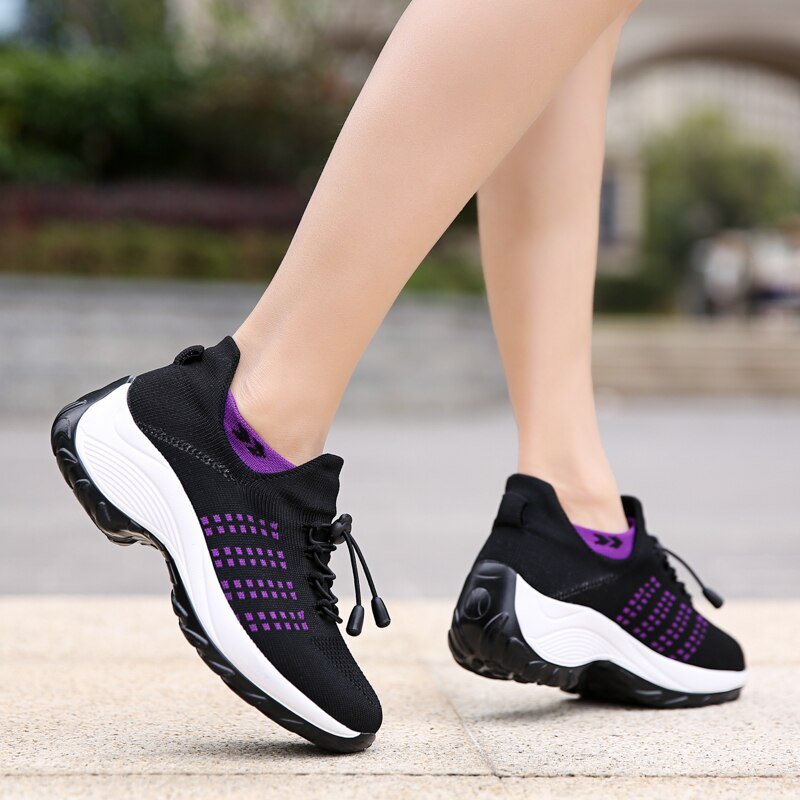 Non-Slip Healthcare Worker Ortho Stretch Cushion Shoes - Black Purple