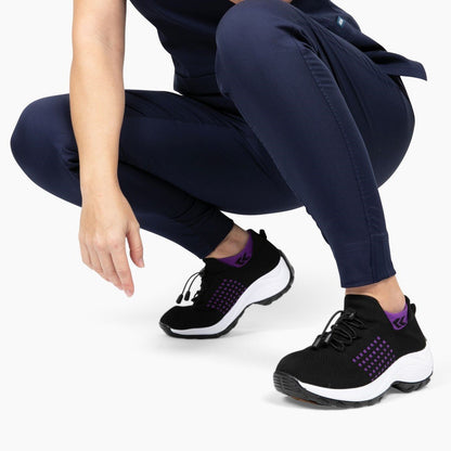Non-Slip Healthcare Worker Ortho Stretch Cushion Shoes - Black Purple