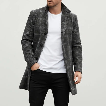 Men's Notch Lapel Wool Overcoat - Vonnera