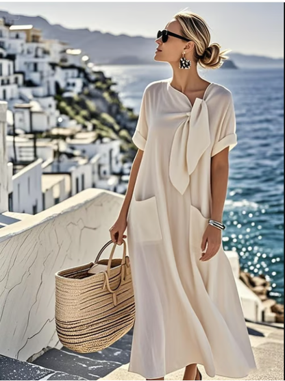 Women's Maxi Dress Tie Neck