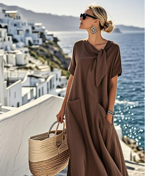 Women's A-Line Dress Oversized Tie Neck Style