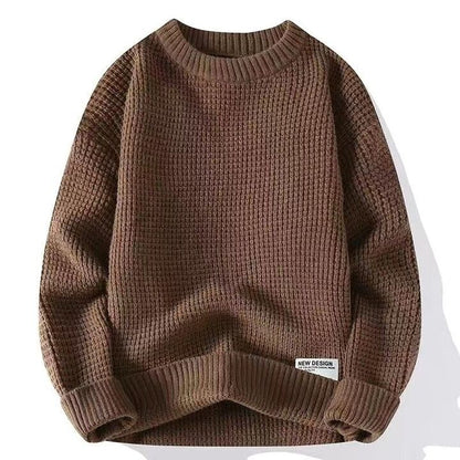 Men's Crew Neck Knitted Sweater Comfortable Ribbed Hem