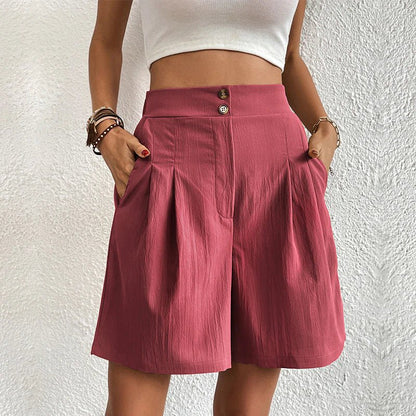 Women's High Waist Wide Leg Shorts Pleated with Pockets