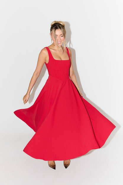 Women's Sleeveless Square Neck Midi Dress