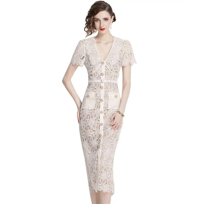 Women's Lace Midi Dress Olive - Vonnera