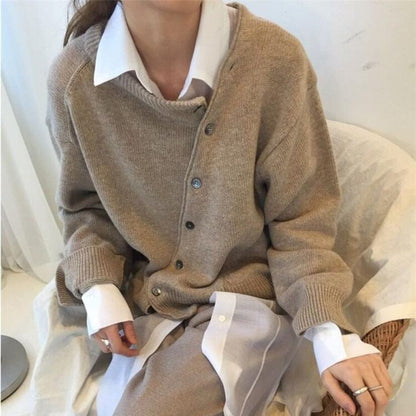 Womens Fine Wool Wrap Cardigan Soft Warm Beige