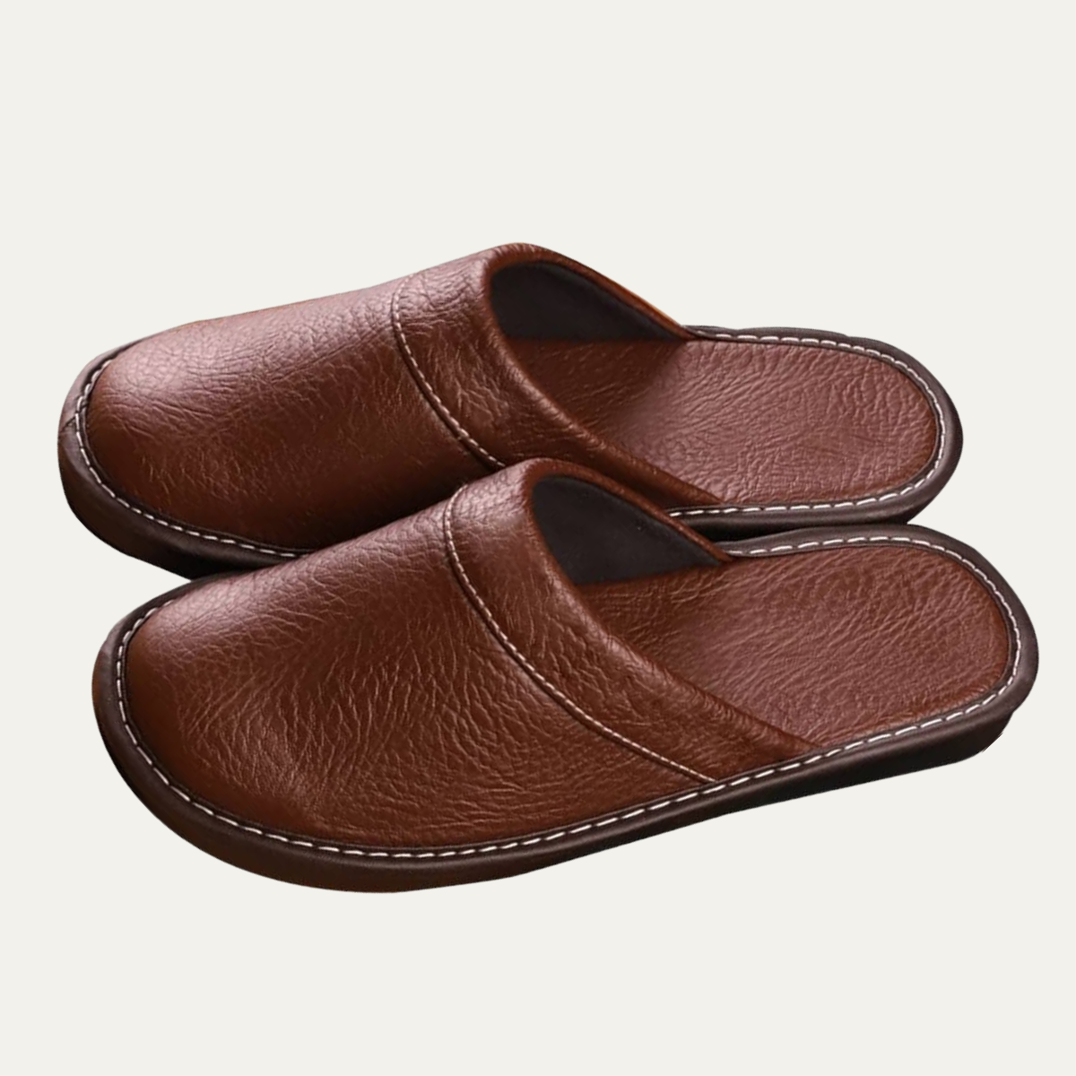 Men's Leather Slip On House Shoes Clogs - Vonnera