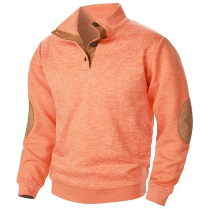 Men's Knit Sweater Stand Collar Elbow Patches Casual