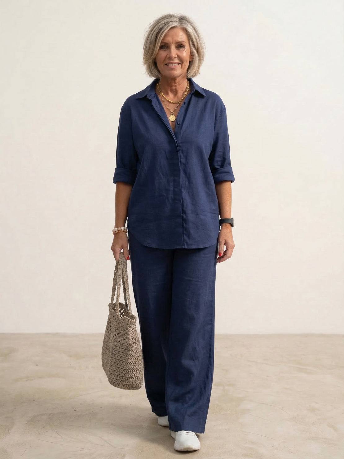 Vivian Women's Button-Down Shirt And Pants Set - Vonnera