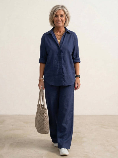 Vivian Women's Button-Down Shirt And Pants Set - Vonnera