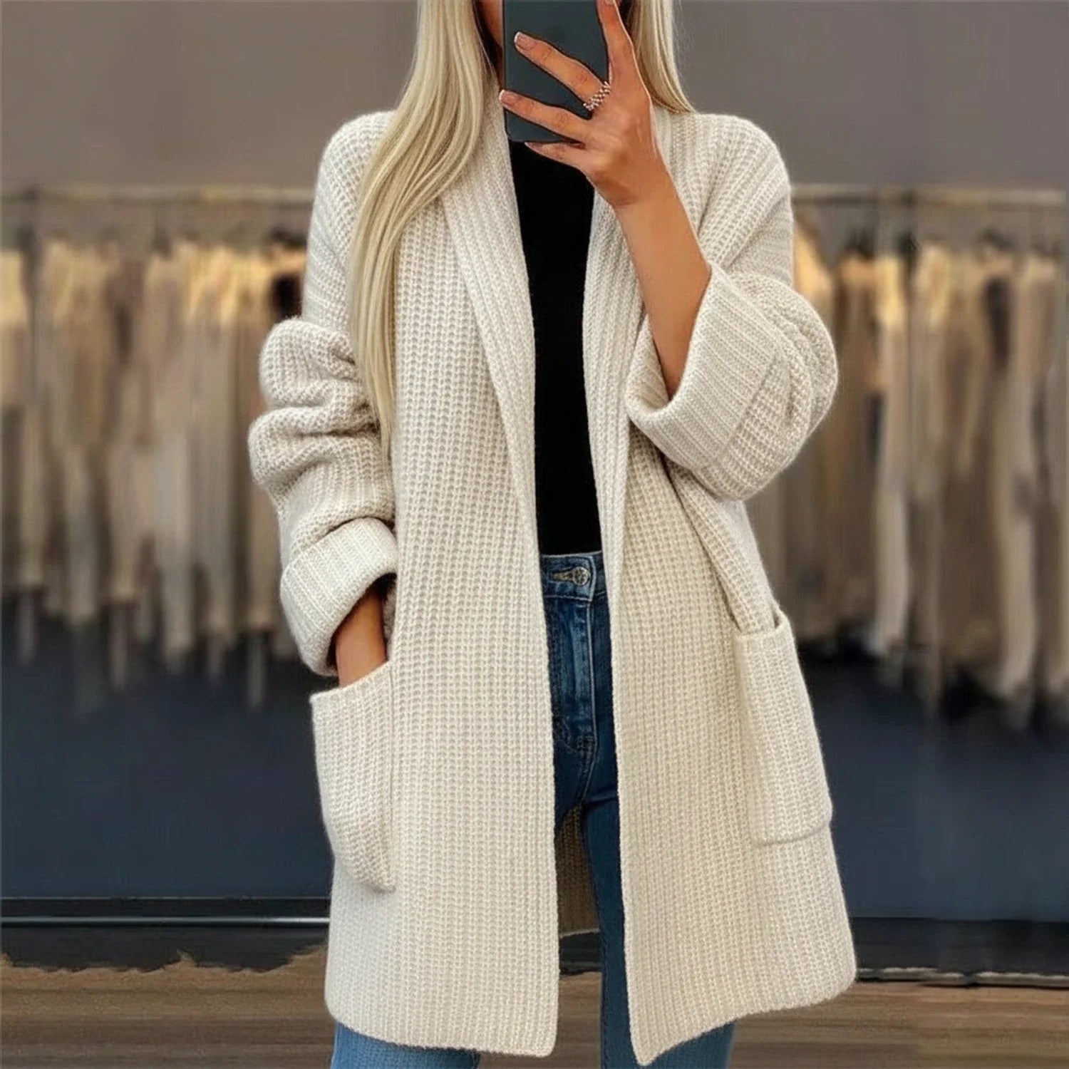 Women's Open Front Oversized Cardigan - Vonnera