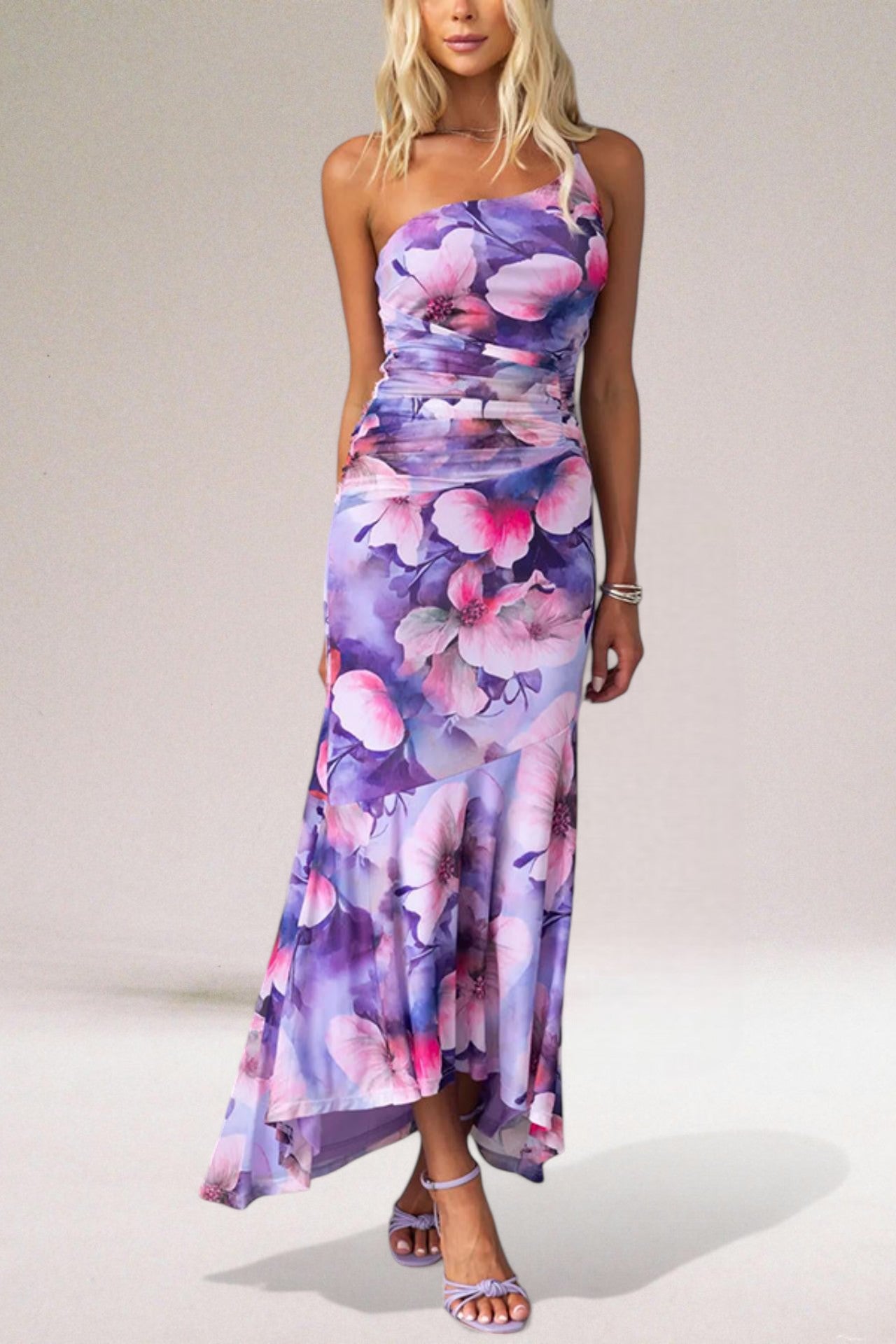 Image of Paige | Women's One-Shoulder Midi Dress