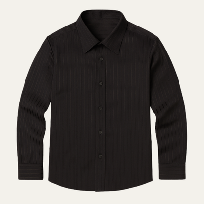 Men's Formal Dress Shirt Textured Pleated Black - Vonnera