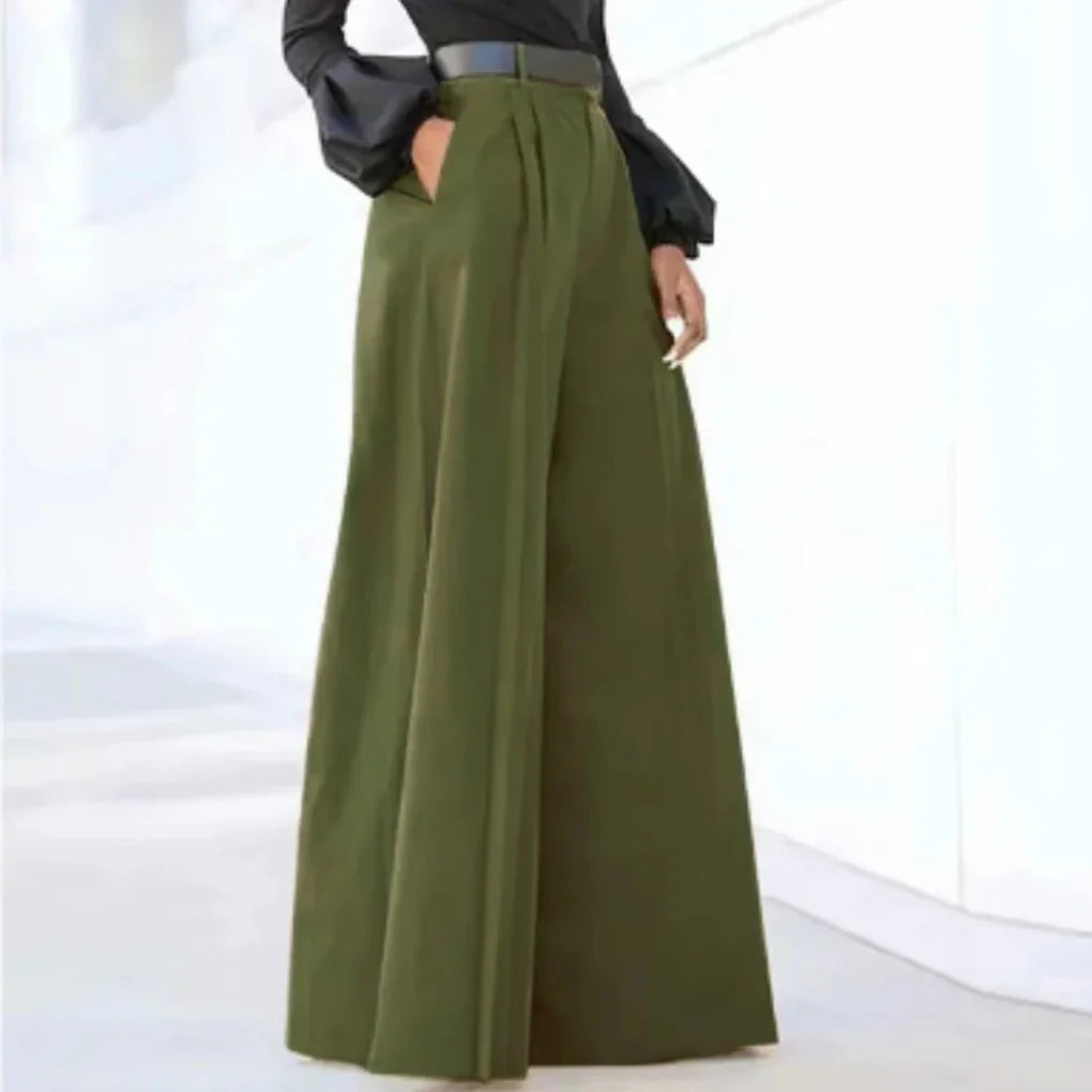 Women's Wide Leg Trousers Solid Color - Vonnera