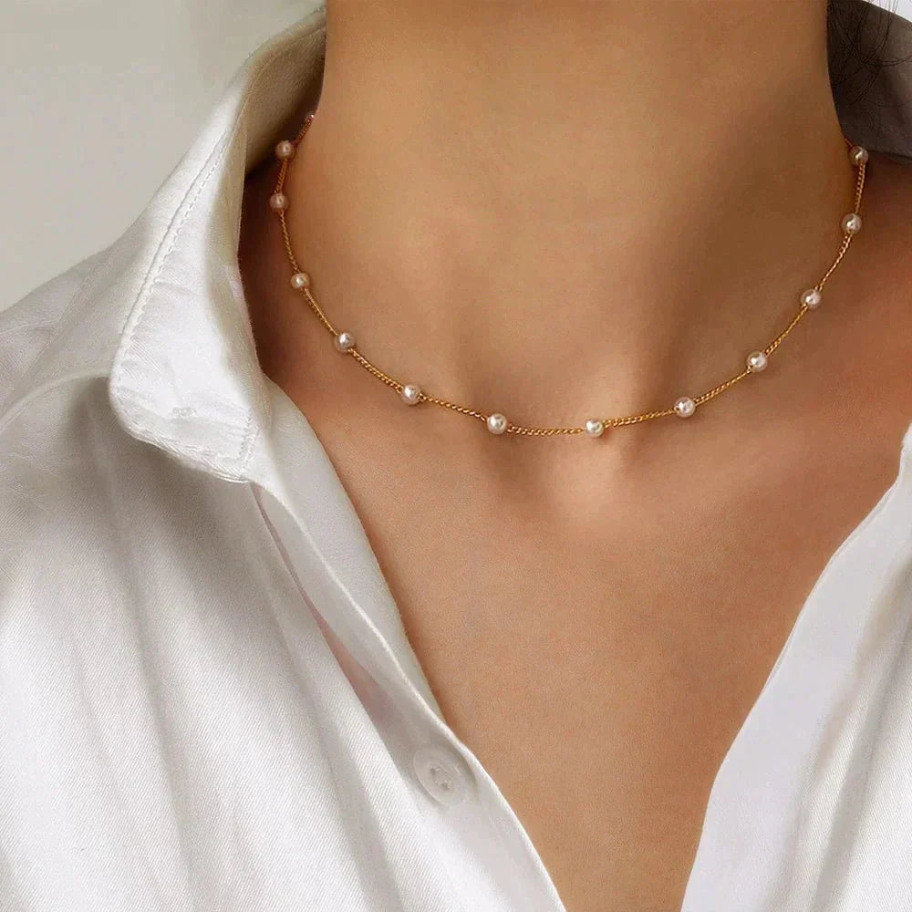 Gold Pearl Necklace - Vonnera